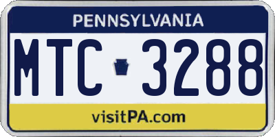 PA license plate MTC3288