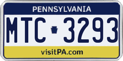 PA license plate MTC3293