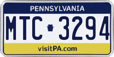 PA license plate MTC3294