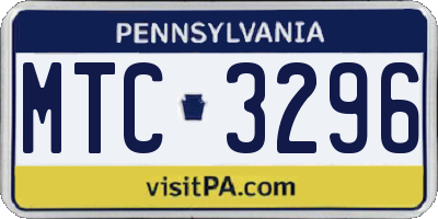 PA license plate MTC3296