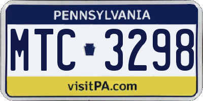 PA license plate MTC3298
