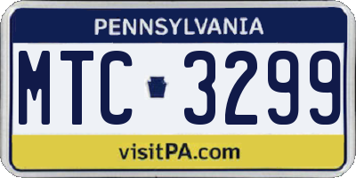 PA license plate MTC3299