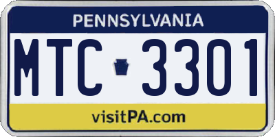 PA license plate MTC3301