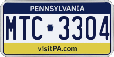 PA license plate MTC3304