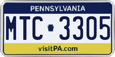 PA license plate MTC3305