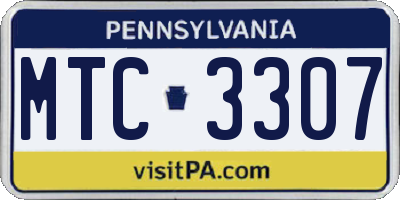 PA license plate MTC3307
