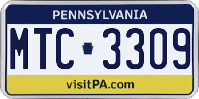 PA license plate MTC3309