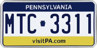 PA license plate MTC3311