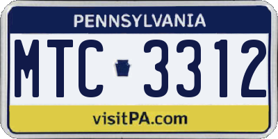 PA license plate MTC3312