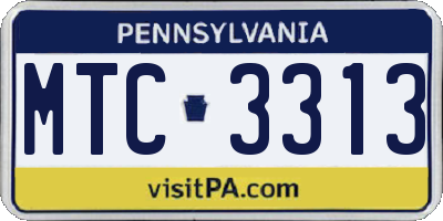 PA license plate MTC3313