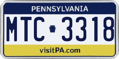 PA license plate MTC3318