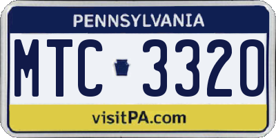 PA license plate MTC3320
