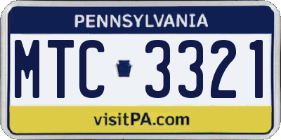 PA license plate MTC3321