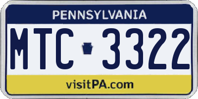 PA license plate MTC3322