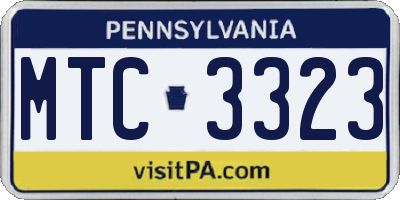 PA license plate MTC3323