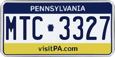 PA license plate MTC3327