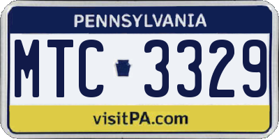 PA license plate MTC3329