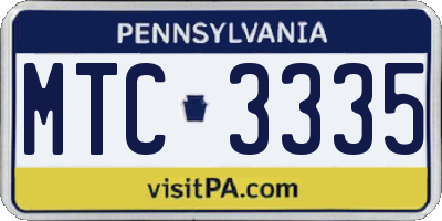 PA license plate MTC3335