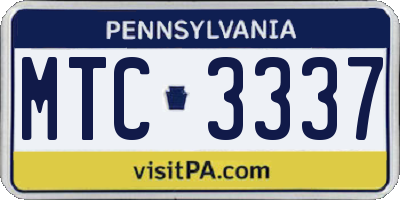 PA license plate MTC3337