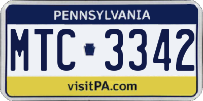 PA license plate MTC3342