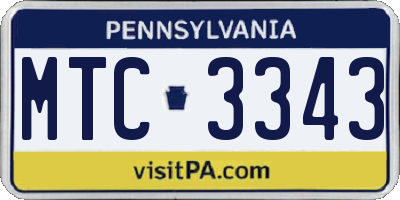 PA license plate MTC3343