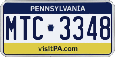 PA license plate MTC3348