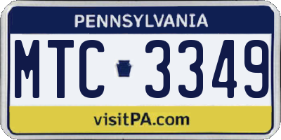 PA license plate MTC3349