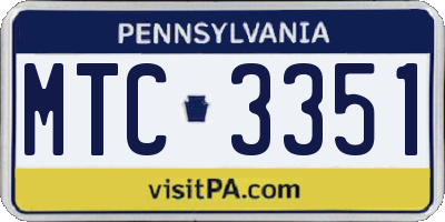 PA license plate MTC3351