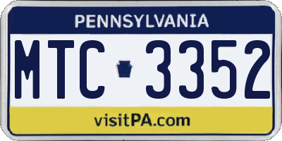 PA license plate MTC3352