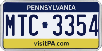 PA license plate MTC3354