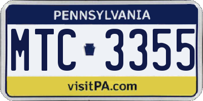 PA license plate MTC3355