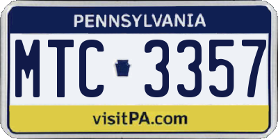 PA license plate MTC3357