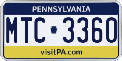 PA license plate MTC3360
