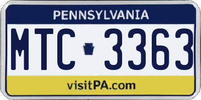 PA license plate MTC3363