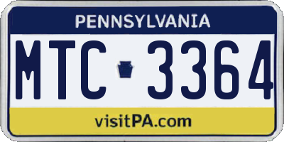 PA license plate MTC3364