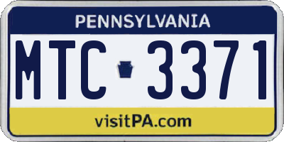 PA license plate MTC3371