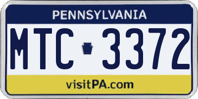 PA license plate MTC3372