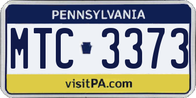 PA license plate MTC3373