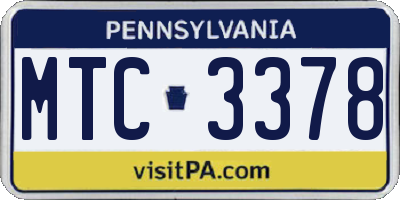 PA license plate MTC3378