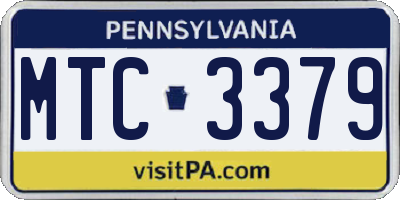 PA license plate MTC3379