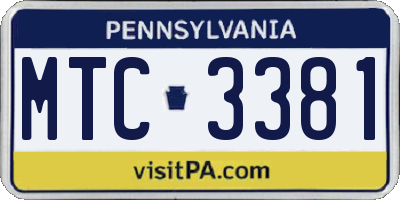 PA license plate MTC3381