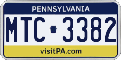 PA license plate MTC3382