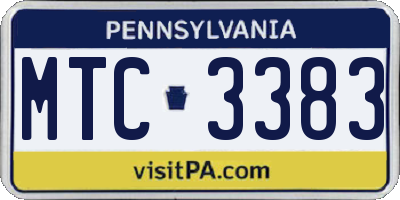 PA license plate MTC3383