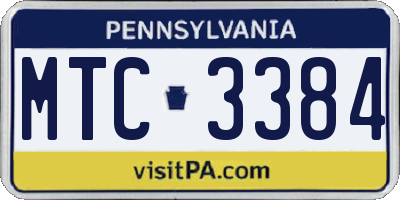 PA license plate MTC3384