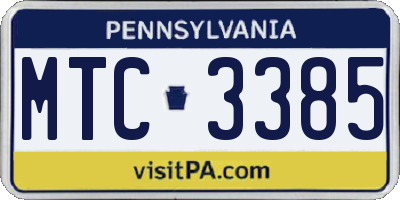 PA license plate MTC3385