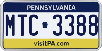 PA license plate MTC3388