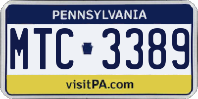 PA license plate MTC3389
