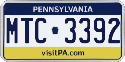 PA license plate MTC3392