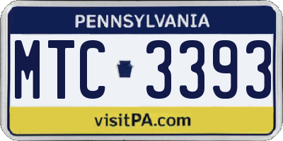PA license plate MTC3393