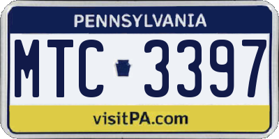 PA license plate MTC3397